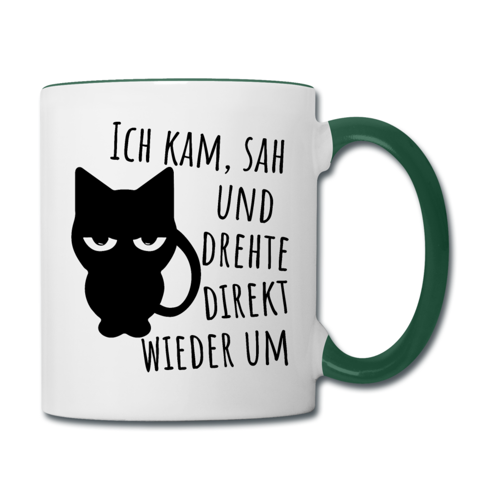 Kam Sah drehte um | Tasse zweifarbig - Weiß/Dunkelgrün