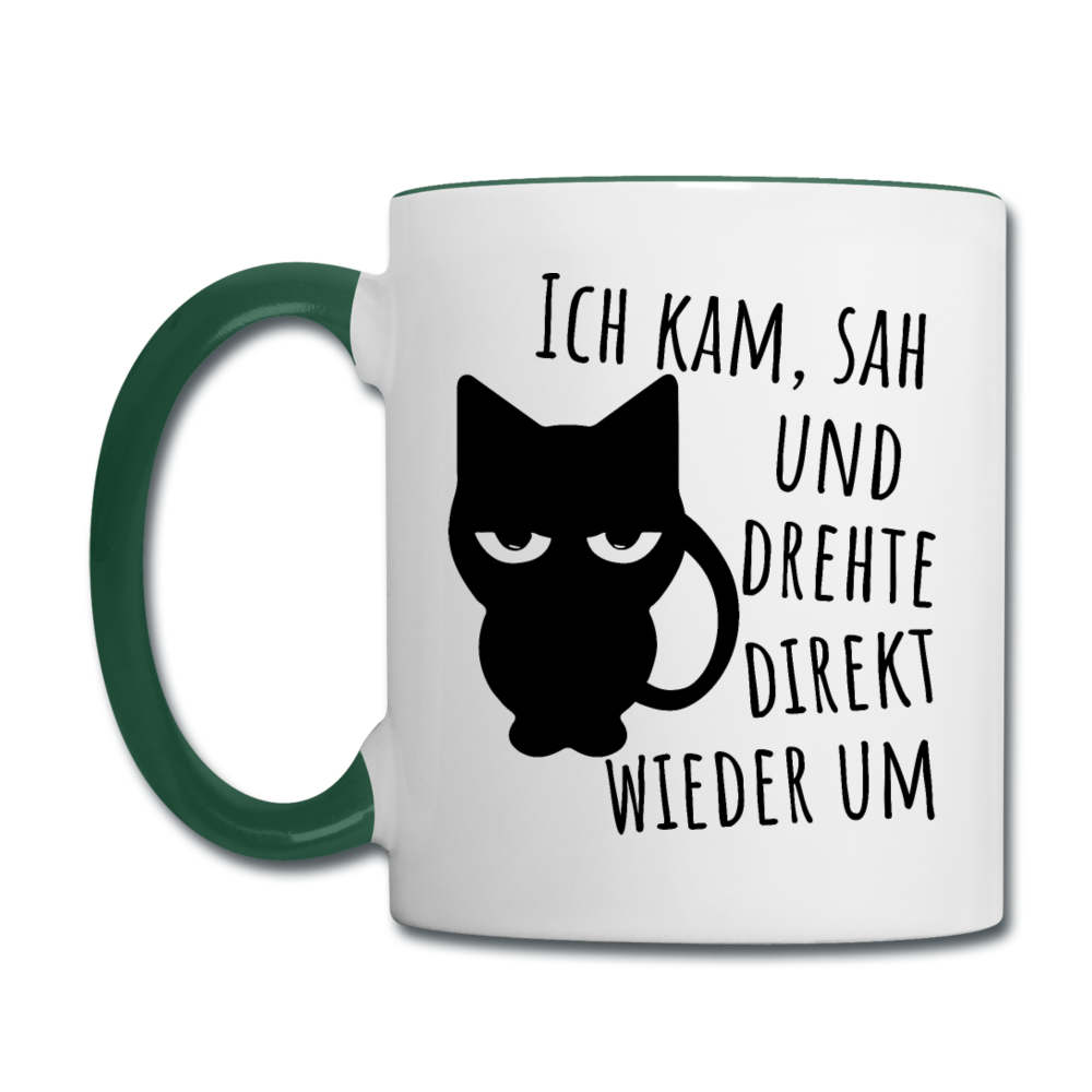 Kam Sah drehte um | Tasse zweifarbig - Weiß/Dunkelgrün