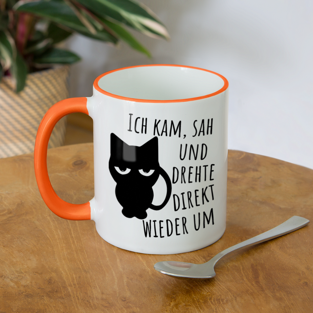 Kam Sah drehte um | Tasse zweifarbig - Weiß/Orange