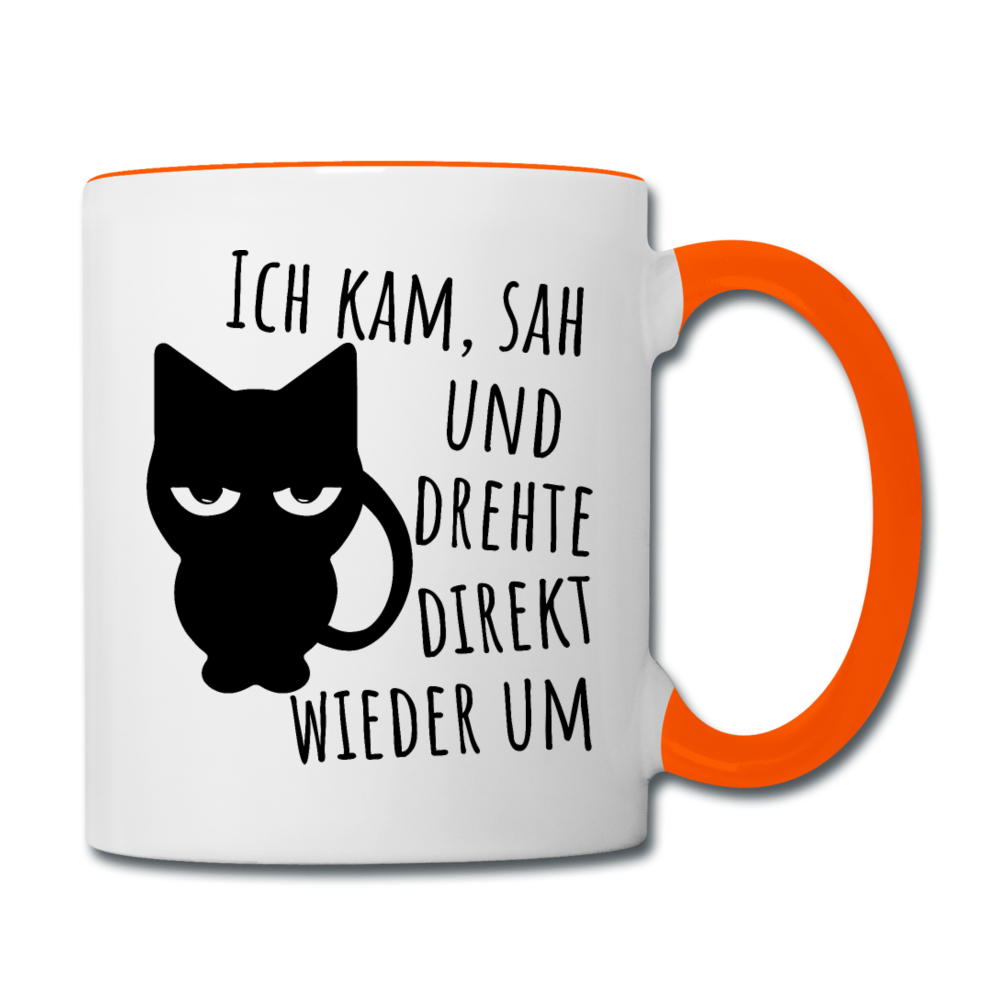 Kam Sah drehte um | Tasse zweifarbig - Weiß/Orange