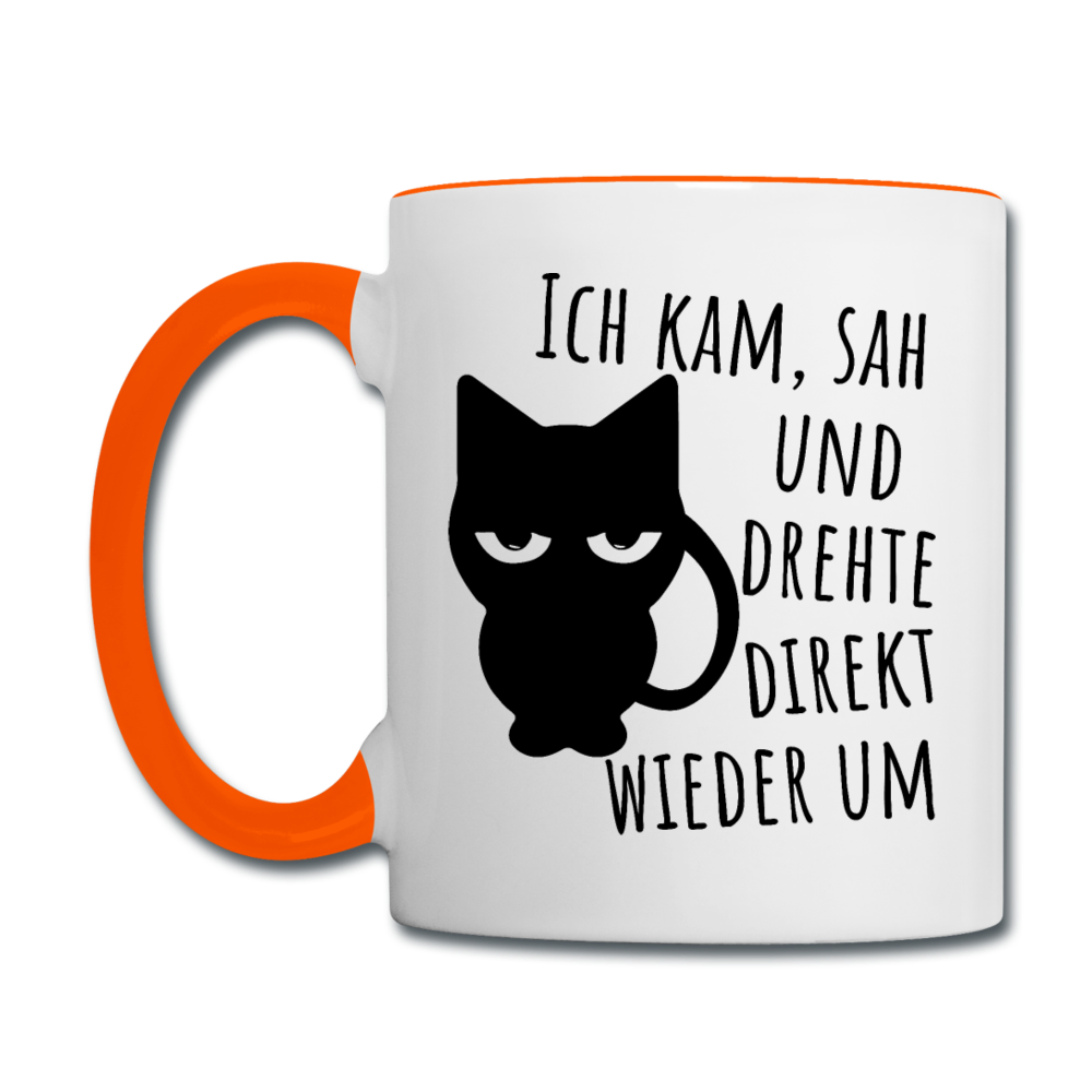 Kam Sah drehte um | Tasse zweifarbig - Weiß/Orange