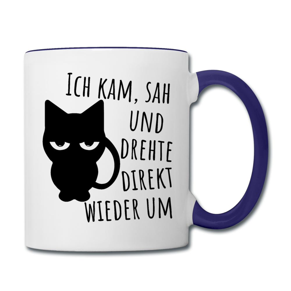Kam Sah drehte um | Tasse zweifarbig - Weiß/Kobaltblau