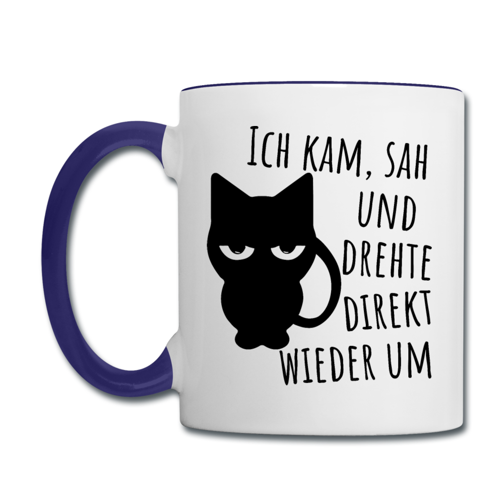 Kam Sah drehte um | Tasse zweifarbig - Weiß/Kobaltblau