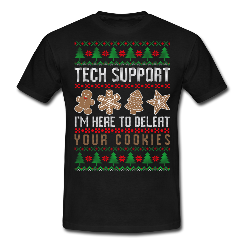 Tech Support Ugly Christmas | Männer T-Shirt - Schwarz