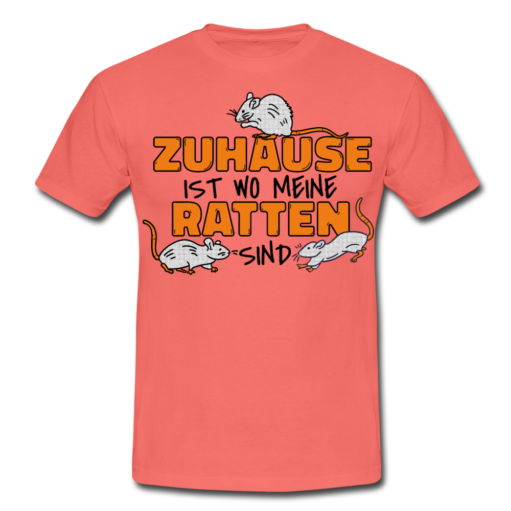 Zuhaus ist wo meine Ratten sind | Männer T-Shirt - Koralle
