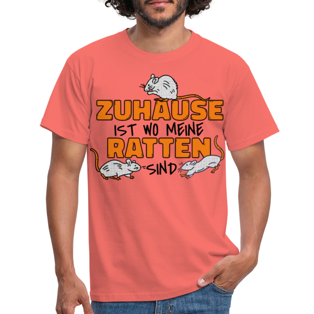 Zuhaus ist wo meine Ratten sind | Männer T-Shirt - Koralle
