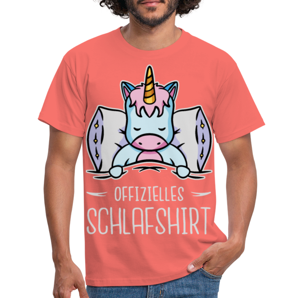 Offizielles Schlafshirt Einhorn | Männer T-Shirt - Koralle
