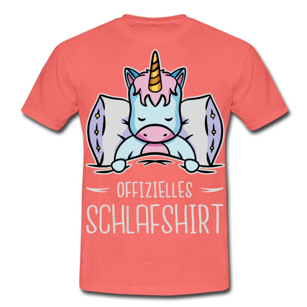 Offizielles Schlafshirt Einhorn | Männer T-Shirt - Koralle