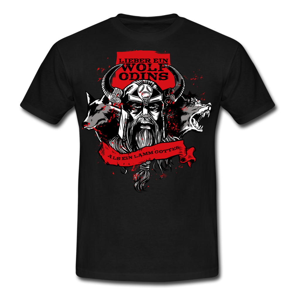 Lieber ein Wolf Odins als ein Lamm Gottes | Männer T-Shirt - Schwarz
