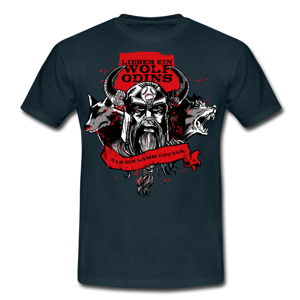 Lieber ein Wolf Odins als ein Lamm Gottes | Männer T-Shirt - Navy