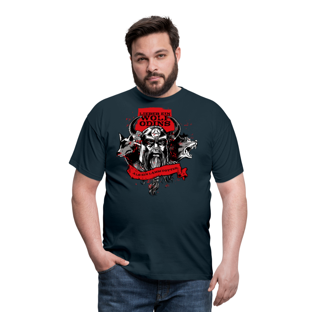 Lieber ein Wolf Odins als ein Lamm Gottes | Männer T-Shirt - Navy