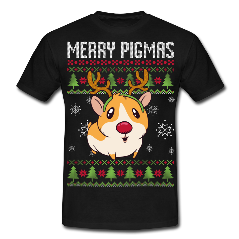 Merry Pigmas Ugly Christmas | Männer T-Shirt - Schwarz