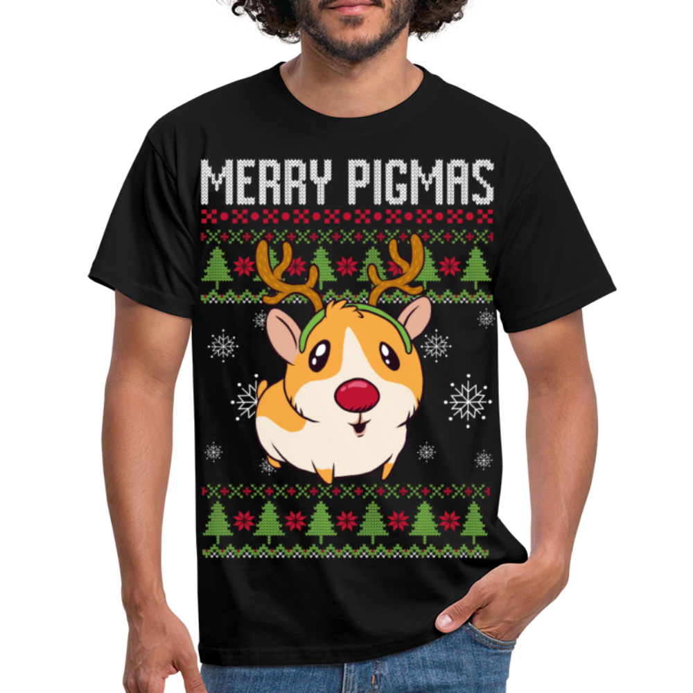Merry Pigmas Ugly Christmas | Männer T-Shirt - Schwarz