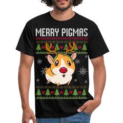 Merry Pigmas Ugly Christmas | Männer T-Shirt - Schwarz