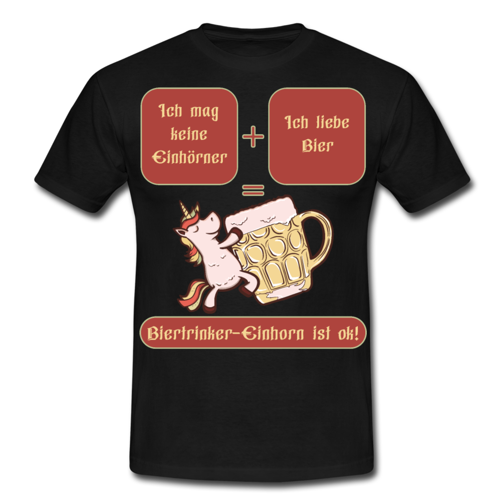 Bierhorn Lustiger Bier Spruch mit Einhorn | Männer T-Shirt - Schwarz