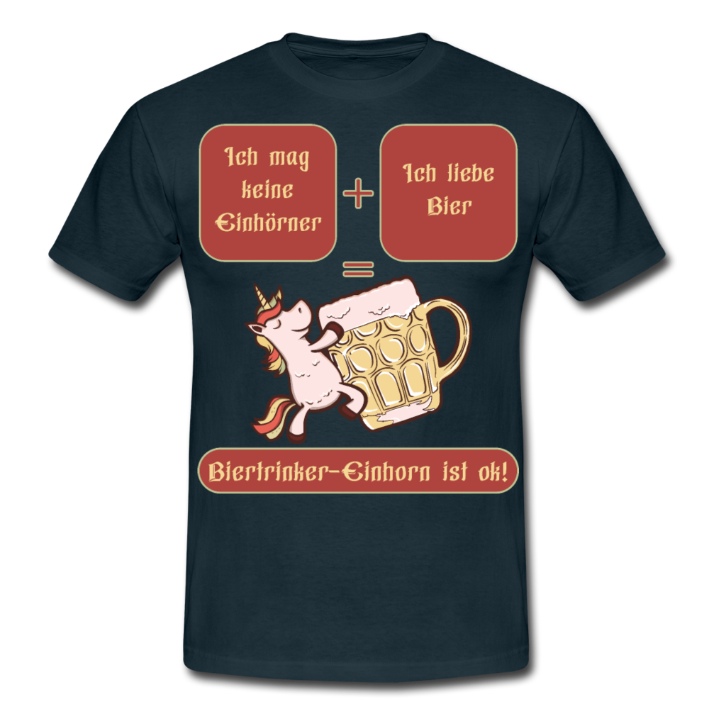 Bierhorn Lustiger Bier Spruch mit Einhorn | Männer T-Shirt - Navy