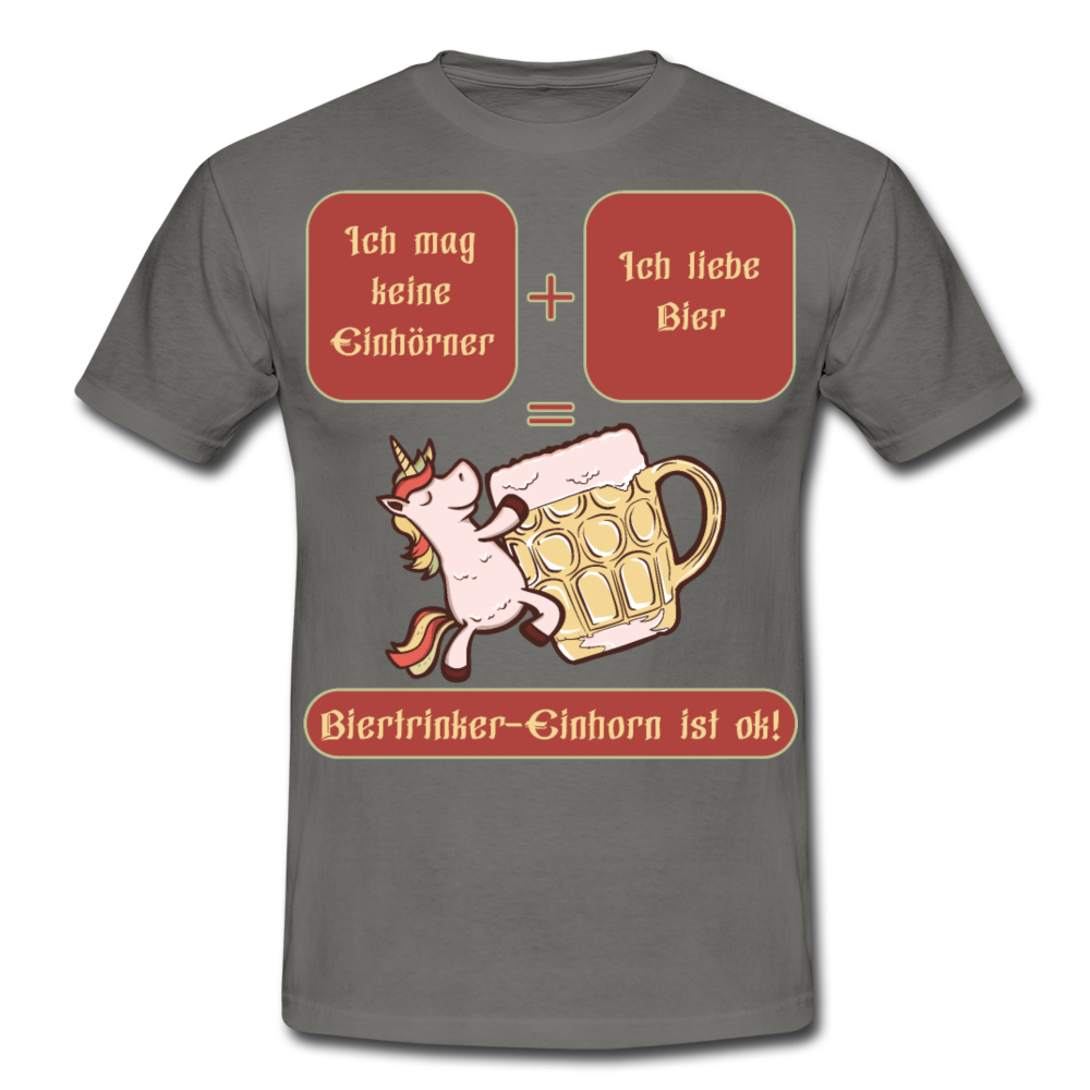 Bierhorn Lustiger Bier Spruch mit Einhorn | Männer T-Shirt - Graphit