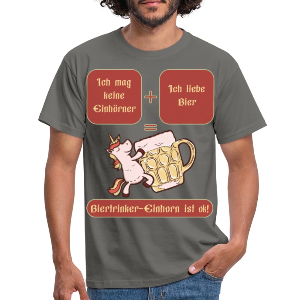 Bierhorn Lustiger Bier Spruch mit Einhorn | Männer T-Shirt - Graphit