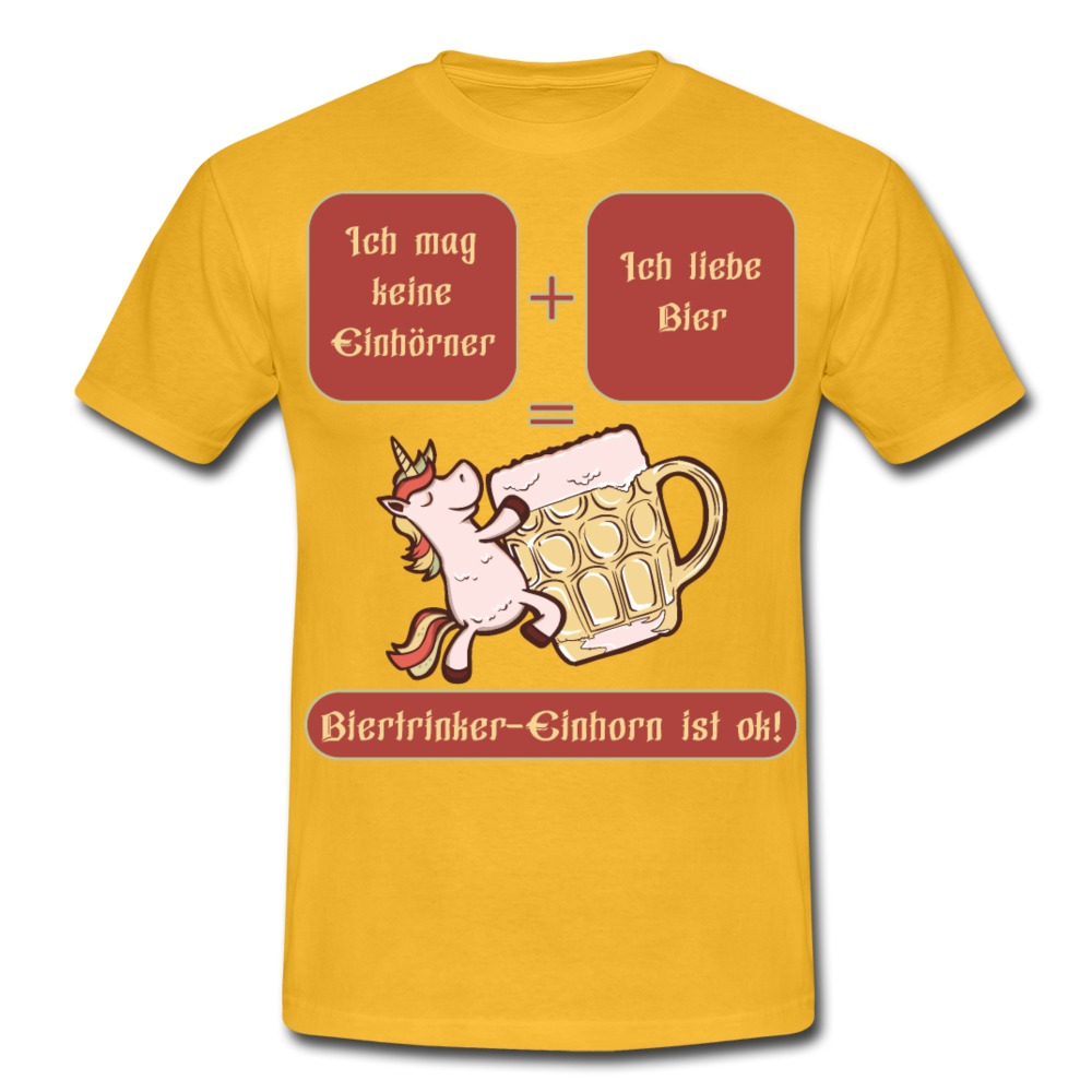 Bierhorn Lustiger Bier Spruch mit Einhorn | Männer T-Shirt - Gelb