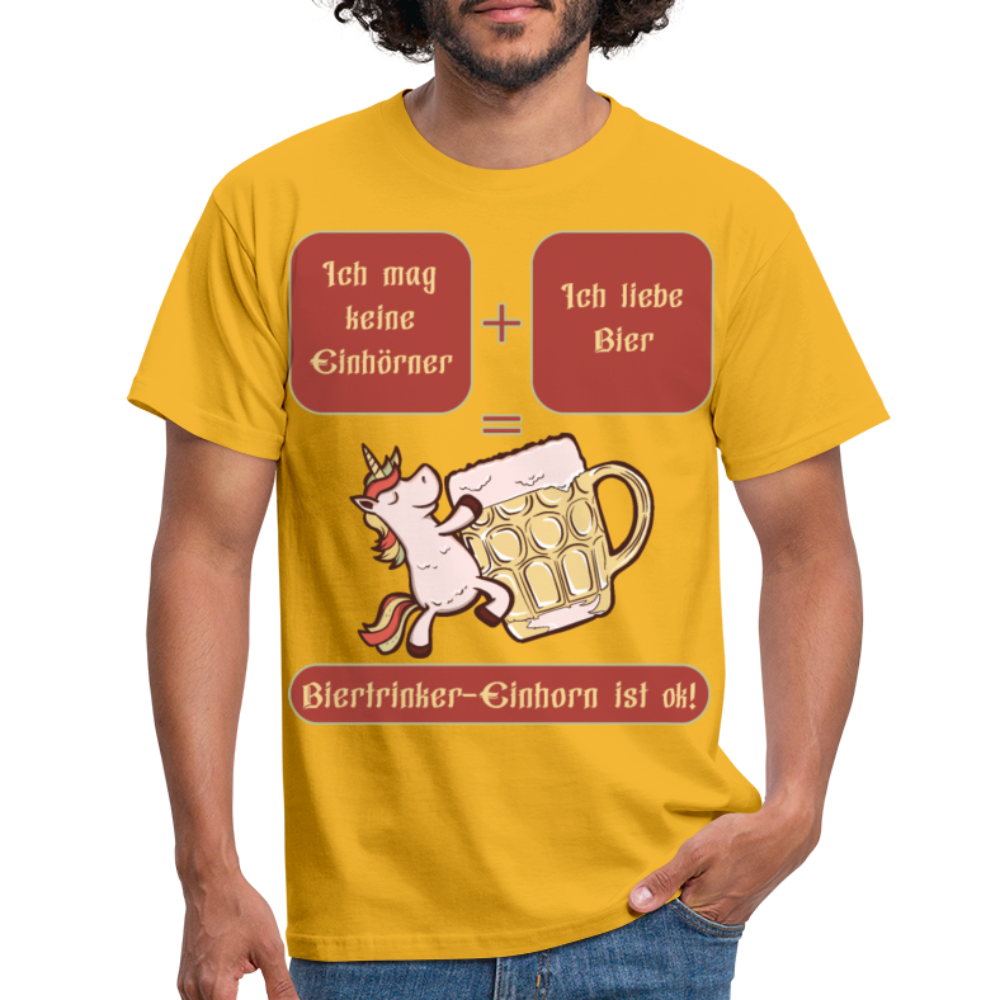 Bierhorn Lustiger Bier Spruch mit Einhorn | Männer T-Shirt - Gelb