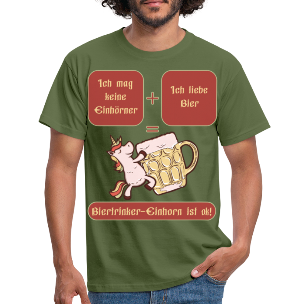 Bierhorn Lustiger Bier Spruch mit Einhorn | Männer T-Shirt - Militärgrün
