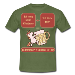 Bierhorn Lustiger Bier Spruch mit Einhorn | Männer T-Shirt - Militärgrün
