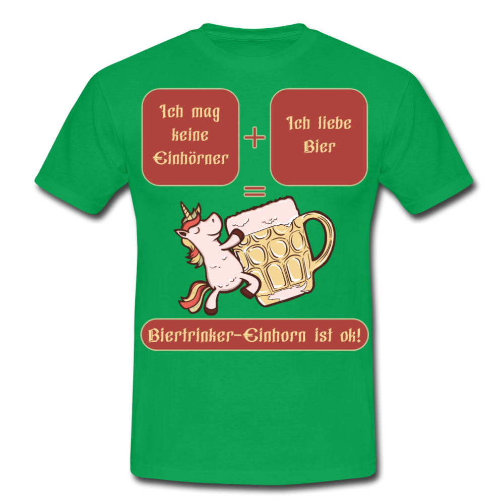 Bierhorn Lustiger Bier Spruch mit Einhorn | Männer T-Shirt - Kelly Green