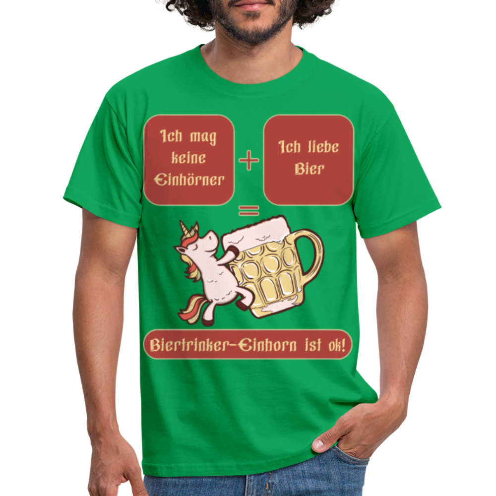 Bierhorn Lustiger Bier Spruch mit Einhorn | Männer T-Shirt - Kelly Green