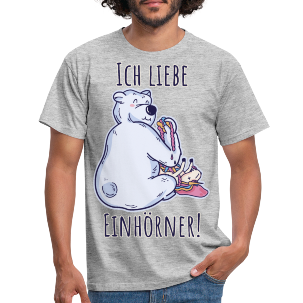 Ich liebe Einhörner! Anti-Unicorn | Männer T-Shirt - Grau meliert
