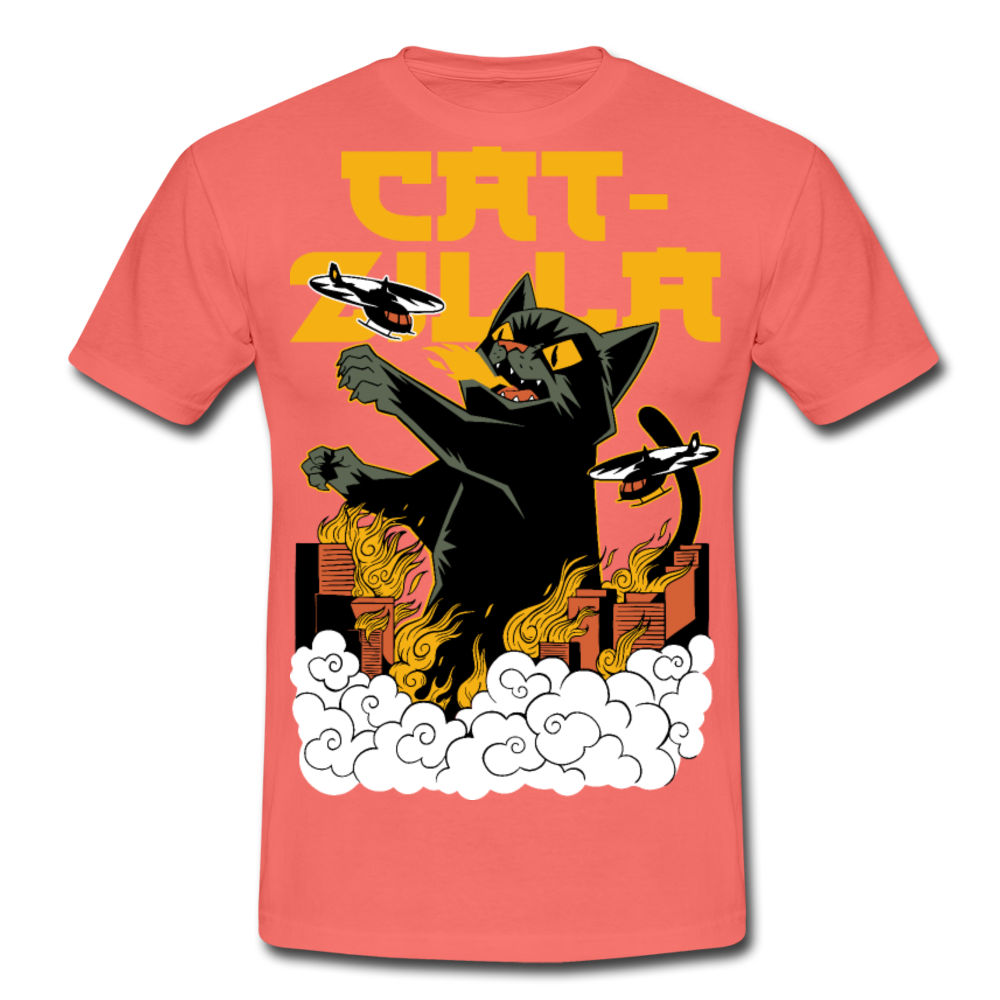 Catzilla | Männer T-Shirt - Koralle