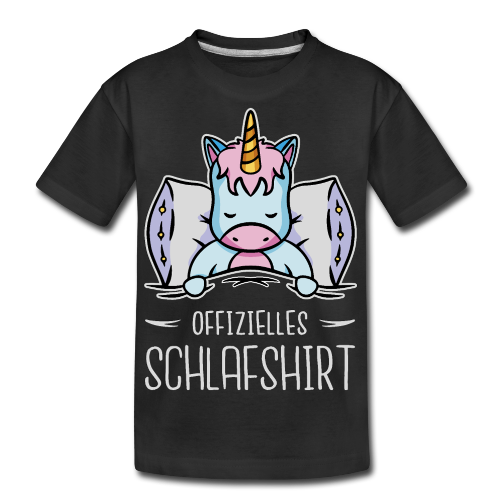 Offizielles Schlafshirt Einhorn | Teenager Premium T-Shirt - Schwarz