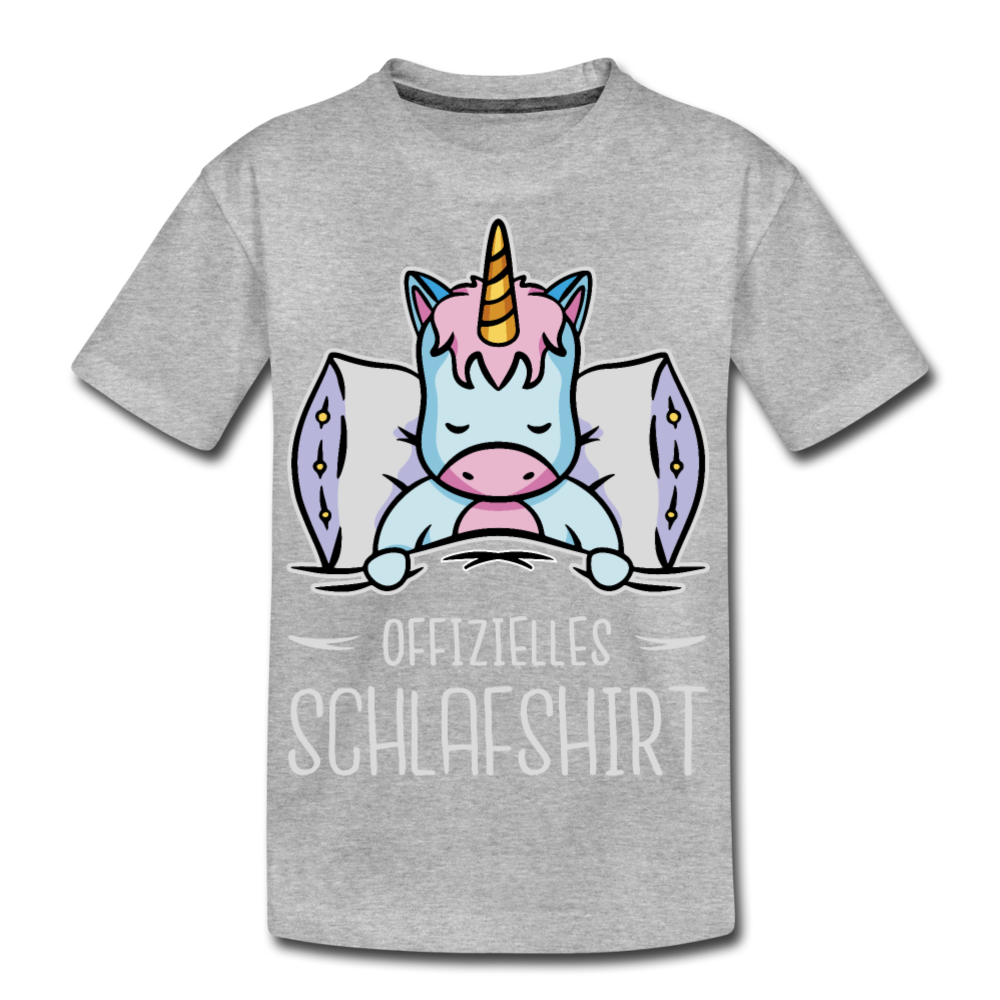 Offizielles Schlafshirt Einhorn | Teenager Premium T-Shirt - Grau meliert