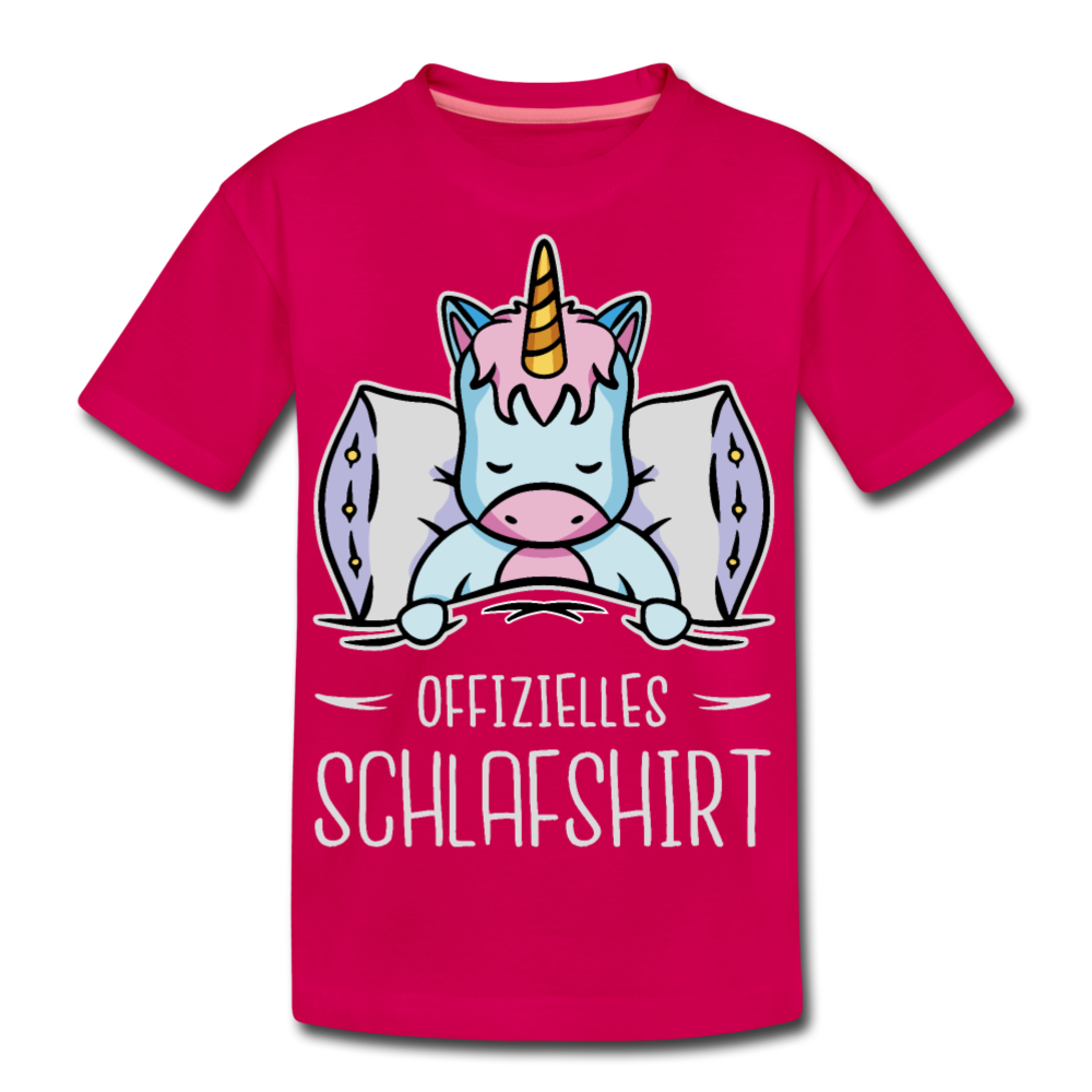 Offizielles Schlafshirt Einhorn | Teenager Premium T-Shirt - dunkles Pink
