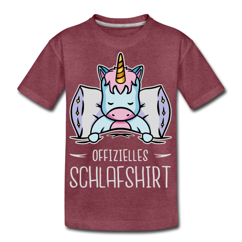 Offizielles Schlafshirt Einhorn | Teenager Premium T-Shirt - Bordeauxrot meliert
