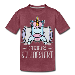 Offizielles Schlafshirt Einhorn | Teenager Premium T-Shirt - Bordeauxrot meliert
