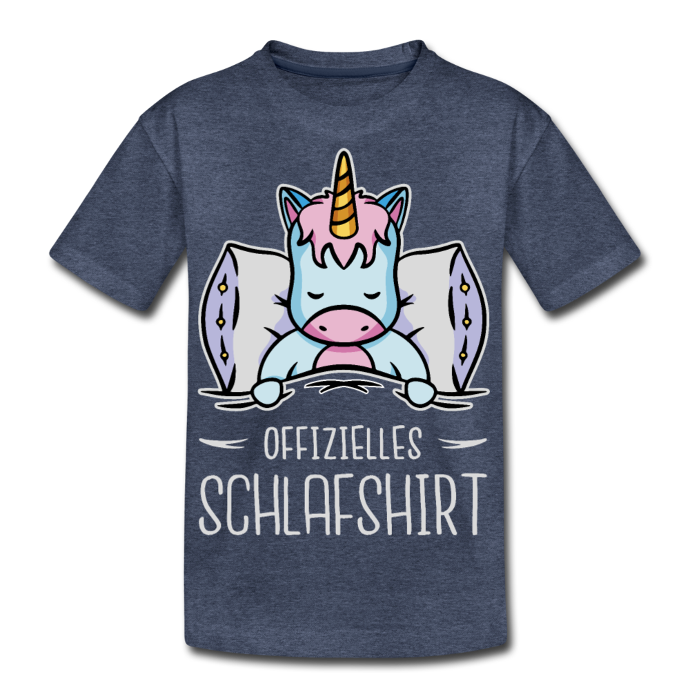 Offizielles Schlafshirt Einhorn | Teenager Premium T-Shirt - Blau meliert