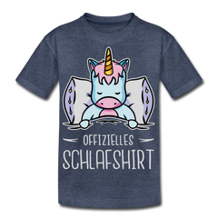 Offizielles Schlafshirt Einhorn | Teenager Premium T-Shirt - Blau meliert