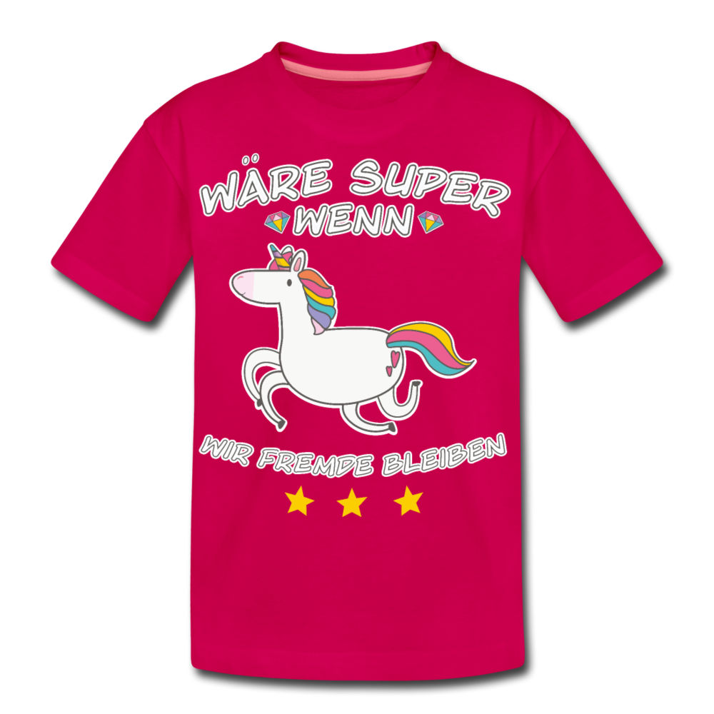 Fremde bleiben Einhorn | Teenager Premium T-Shirt - dunkles Pink