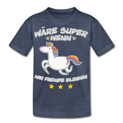 Fremde bleiben Einhorn | Teenager Premium T-Shirt - Blau meliert