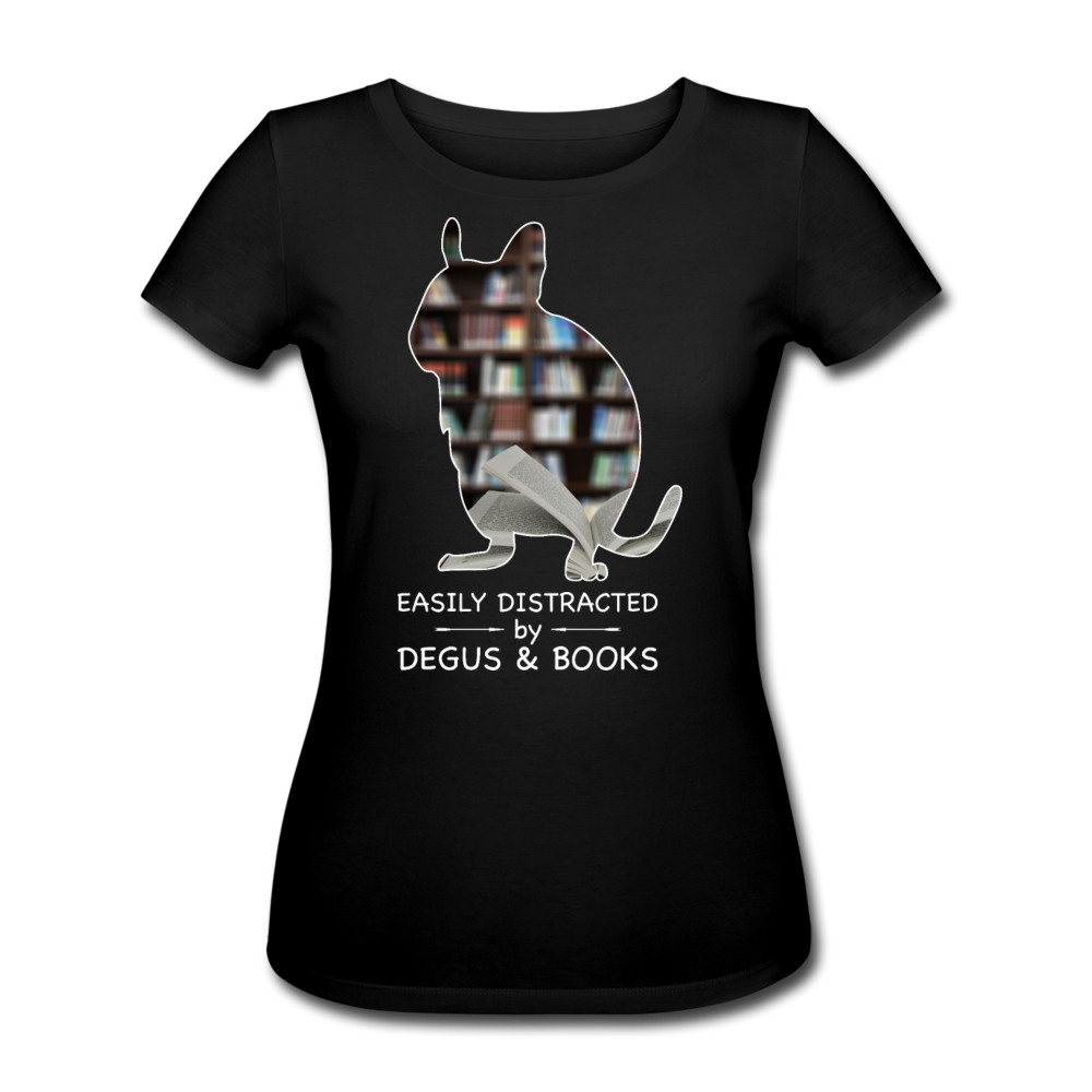 Easily Distracted by Degus & Books | Frauen Bio T-Shirt - Schwarz