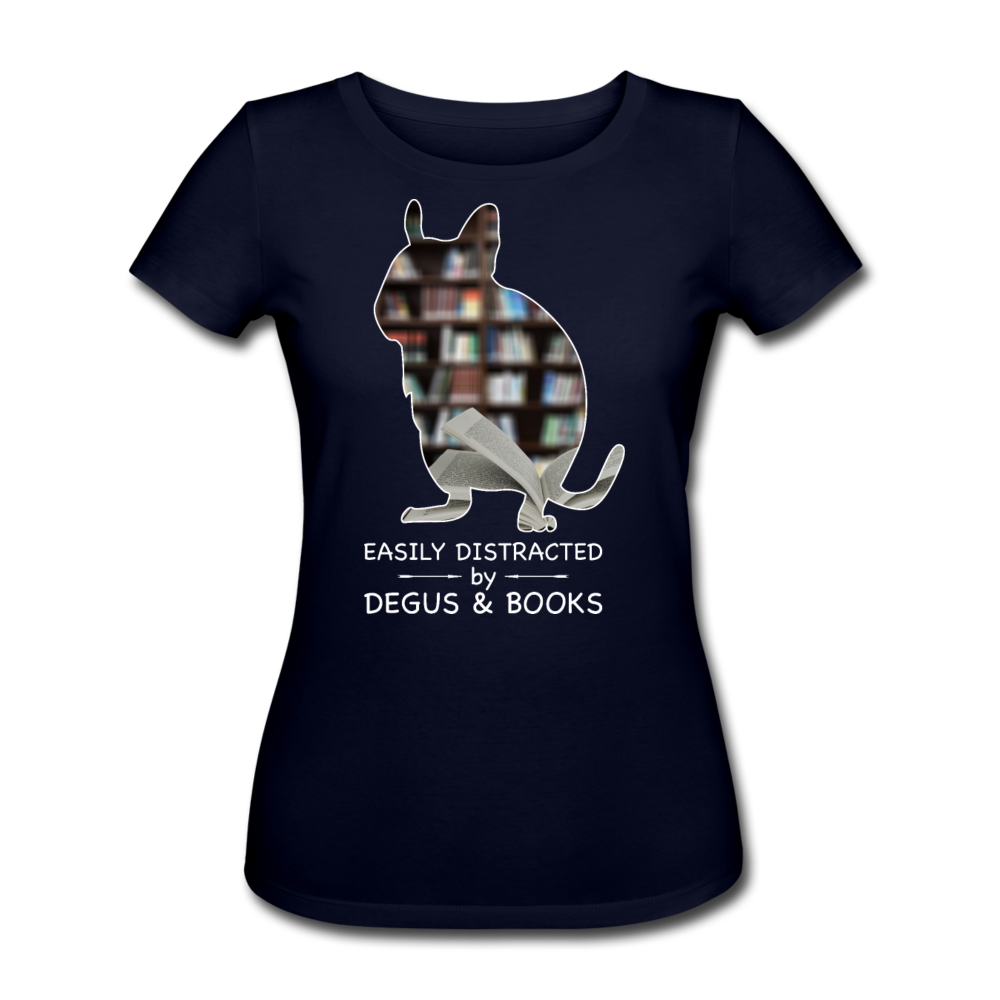 Easily Distracted by Degus & Books | Frauen Bio T-Shirt - Navy