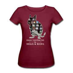 Easily Distracted by Degus & Books | Frauen Bio T-Shirt - Burgunderrot