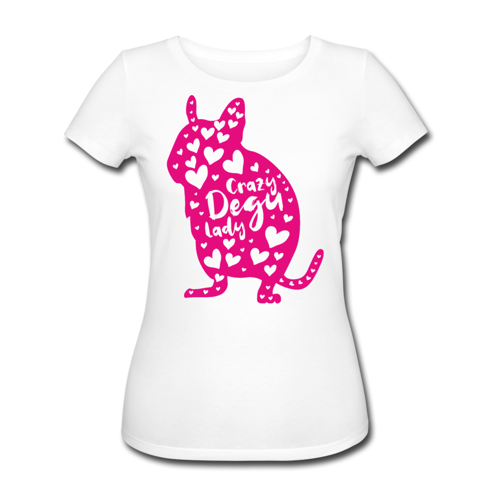 Crazy Degu Lady | Frauen Bio-T-Shirt - Weiß