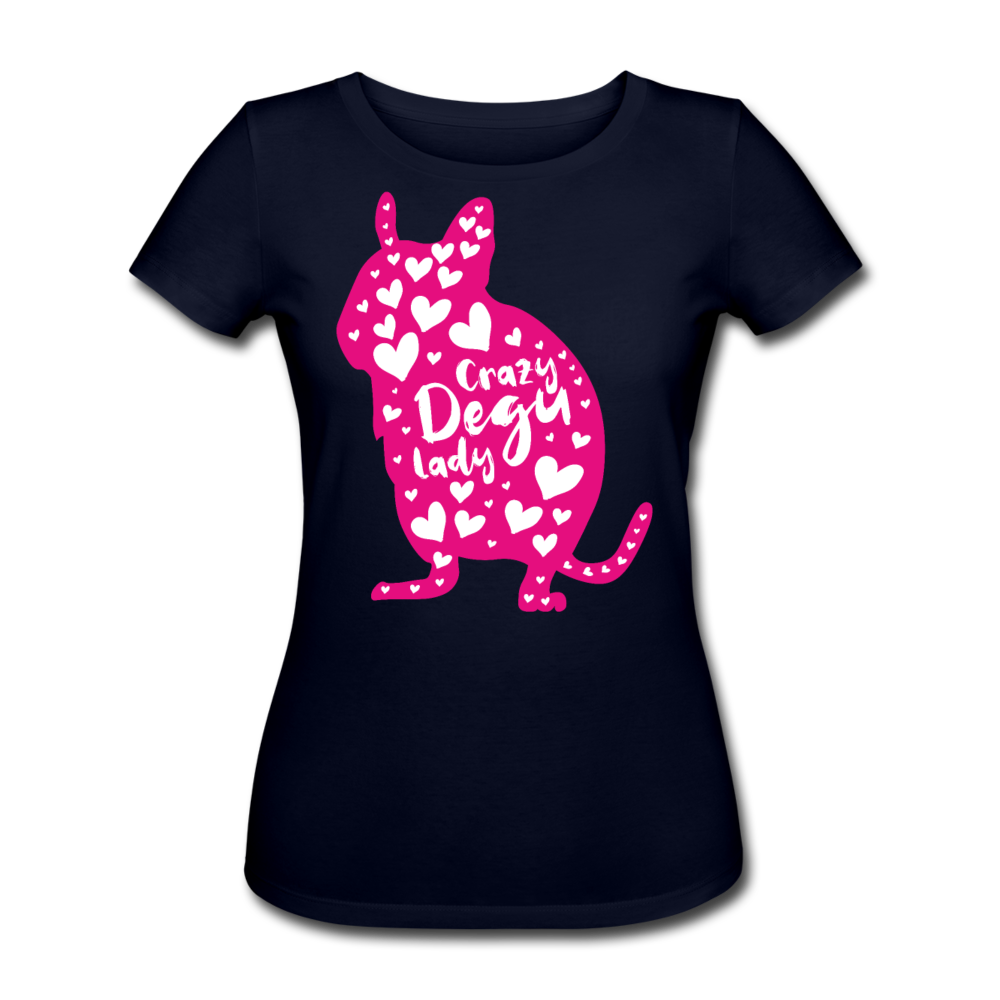 Crazy Degu Lady | Frauen Bio-T-Shirt - Navy