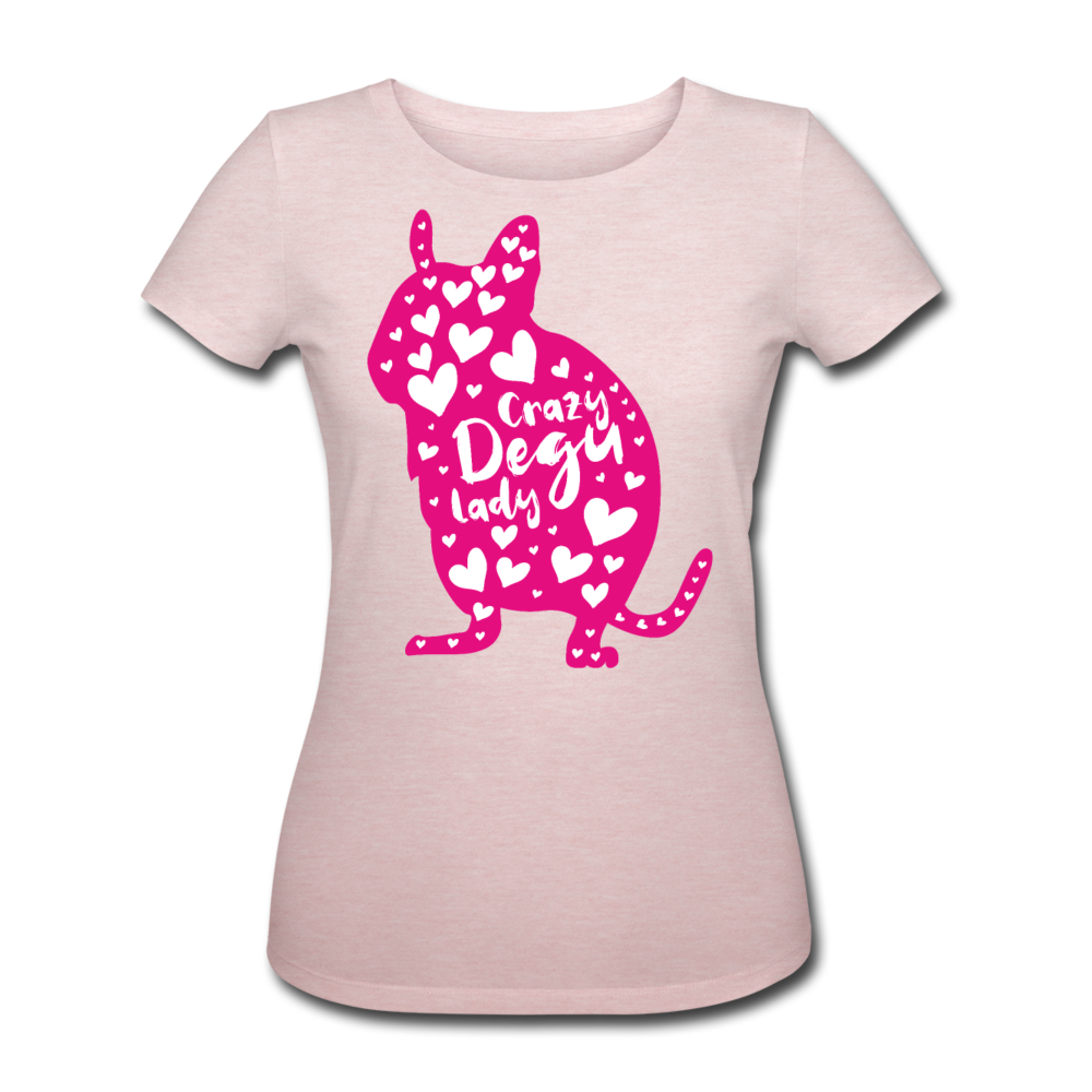 Crazy Degu Lady | Frauen Bio-T-Shirt - Rosa-Creme meliert