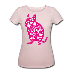 Crazy Degu Lady | Frauen Bio-T-Shirt - Rosa-Creme meliert