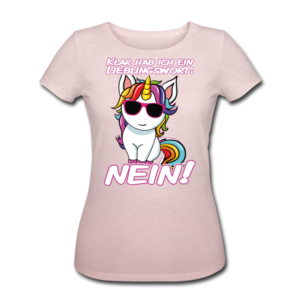 Lieblingswort Nein! | Frauen Bio T-Shirt - Rosa-Creme meliert