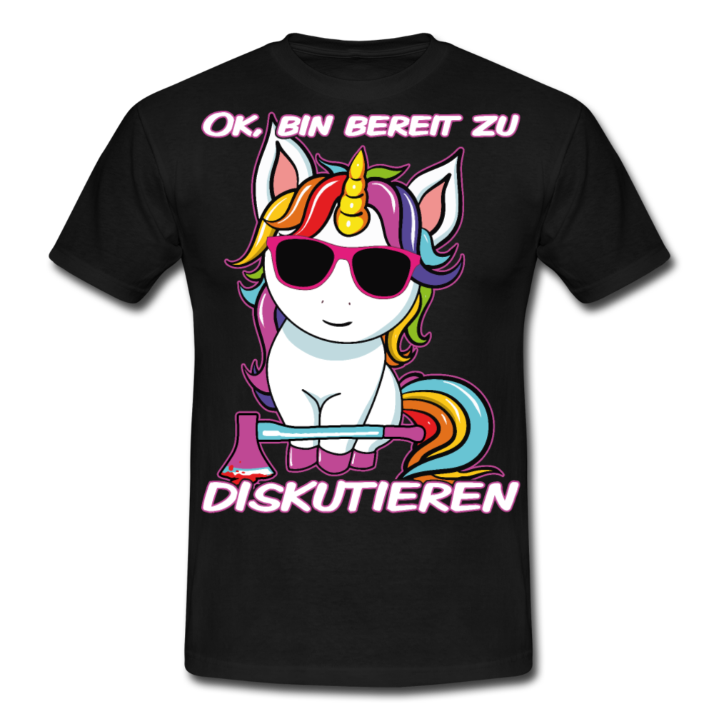 Bereit zu diskutieren Einhorn | Männer T-Shirt - Schwarz