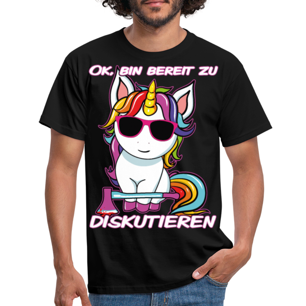 Bereit zu diskutieren Einhorn | Männer T-Shirt - Schwarz
