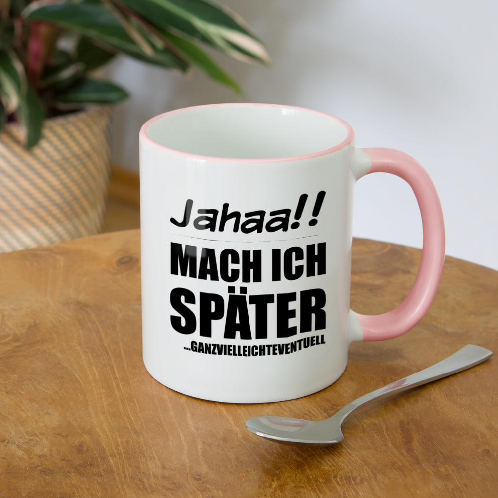 Frecher Teenager Spruch Kaffeetasse | Lustige Sprüche Kaffeebecher für Freche Mädchen und Jungs | Teenager Kinder | Faulenzer Trödler Tasse - Weiß/Pink